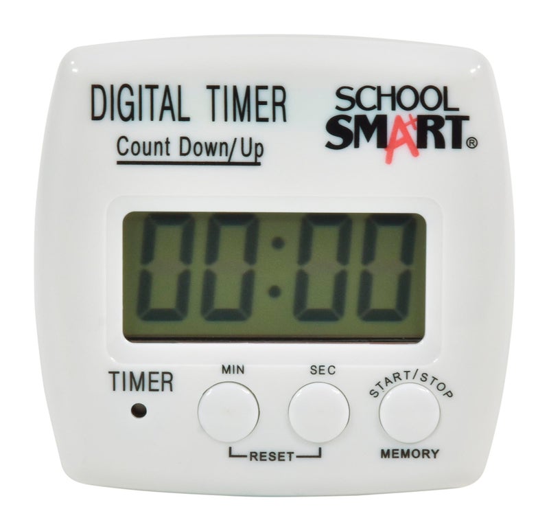 School Smart Count up/Count Down Timer, Digital, (1) AAA Battery, 2-3/4 in W X 2-3/4 in H X 1 in D, Assorted Color, Assorted Size - 084280 - Image 1